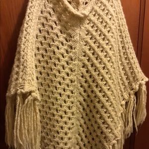 Wool knit poncho, small. Made in Italy.